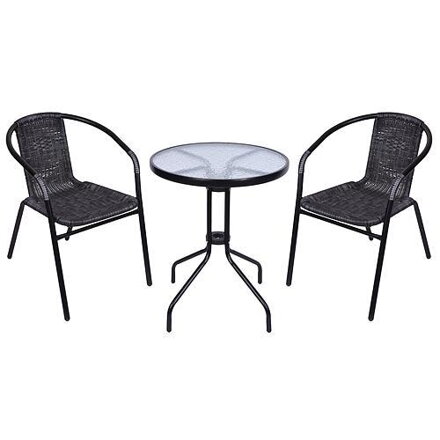 ST Leisure Equipment Set balkónový ALESIA, šedý, stôl 70x60 cm, 2x stolička 52x55x73 cm, oceľ