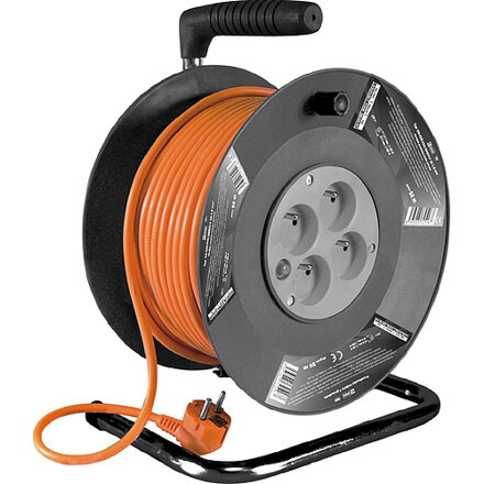 Predlžovací kábel na bubne DG-4ZR-FB04 50m, oranžový, 4 zásuvky
