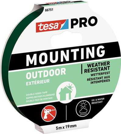 Obojstranná lepiaca páska tesa® Mounting PRO Outdoor, montážna, 19 mm, L-5 m