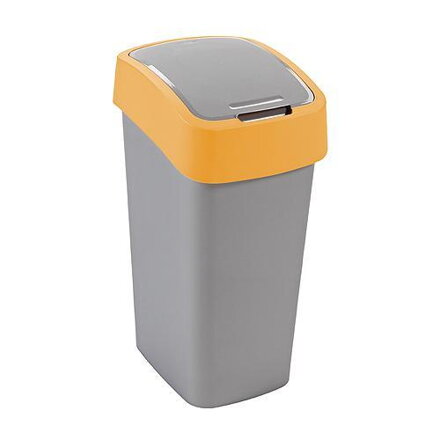 Kôš na odpadky Curver® FLIP BIN 50L, šedostrieborný / žltý