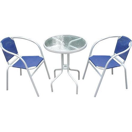 Balkónový set BRENDA, modrý, stôl 72x59 cm, 2x stolička 60x71 cm