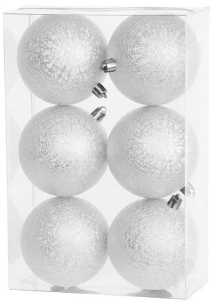 Gule na vianočný stromček, 6 ks, biela, 8 cm