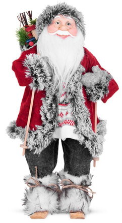Dekorácia MagicHome, Santa s lyžami a drevom, 46 cm