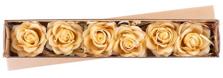 Umelý kvet ruža, zlatá, stonka, bal. 6 ks
