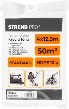 Fólia krycia Strend Pro Standard, maliarska, 4x12,5 m, 10µ, zakrývacia