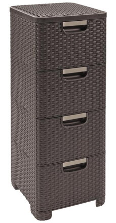 Komoda Curver STYLE 4x šuflík, tmavohnedá, 33x79x38 cm