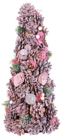 Vianočný stromček ozdobený, ružový, 40 cm