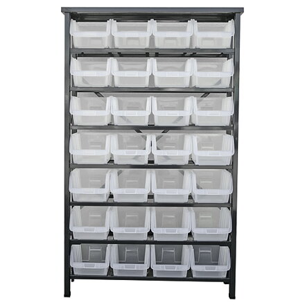 Strend Pro Stojan s plastovými boxami HL3205, 28 zásobníkov, 94x30x150 cm