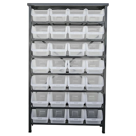 Stojan s plastovými boxami HL3205, 28 zásobníkov, 94×30×150 cm
