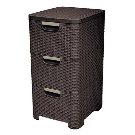 Komoda Curver STYLE 3x šuflík, tmavohnedá, 33x60x38 cm