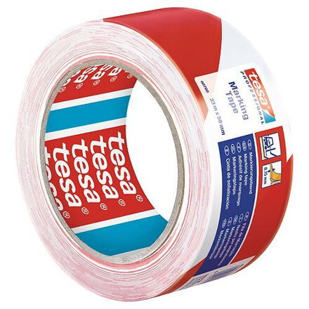 Výstražná páska červeno-biela tesa PRO Marking, 50 mm, L-33 m