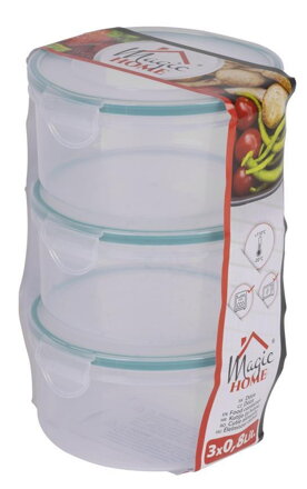 MagicHome Dóza Lunchbox R808 3x0,80 lit, sada 3 ks, okrúhle, Clip