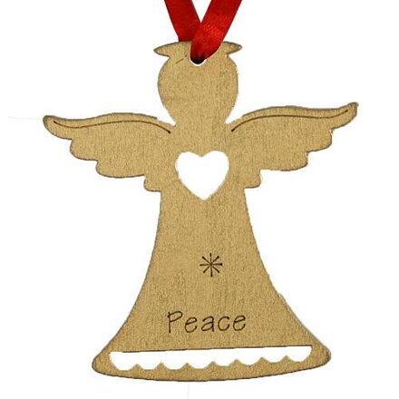 Vianočné ozdoby na stromček Anjel PEACE, závesná, zlatá, bal. 5 ks