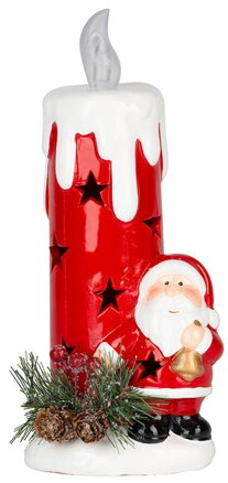 Vianočná dekorácia Sviečka so santom, 1 LED, terakota, 9,50x9x21,50 cm