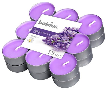 Sviečky bolsius Tealight True Scents, levanduľa, bal. 18 ks