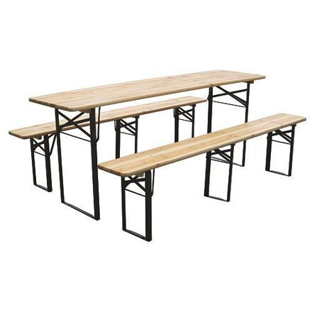 Pivný set DORTMUND Medium3, stôl 200x50x77 cm, 2x lavica 200x25x47 cm