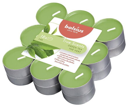 Čajové sviečky Bolsius Tealight True Scents, zelený čaj, bal. 18 ks