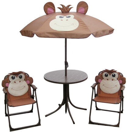 ST Leisure Equipment MELISENDA Mono, opica, slnečník 105 cm, stôl 50 cm, 2 stoličky. detský