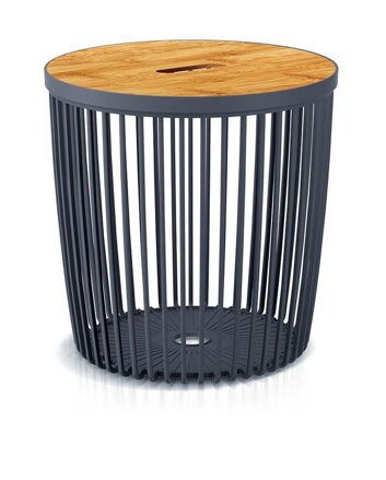 Prosperplast Stolík Clubo 335x330 mm, 2v1, univerzálny kôš, bambusové veko, 25 lit., antracit