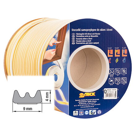 Tesnenie na okná a dvere Stomil SD-40CX/4-0, profil E, biele