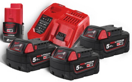 Sada Milwaukee M18 NRG-503, 3xM18 5.0 / 1xM12 2.0 / M12-18FC