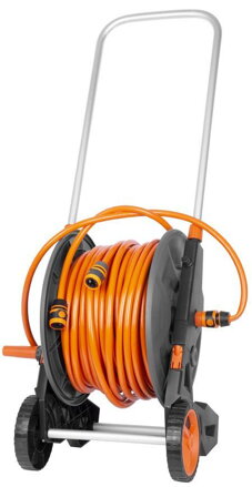 Navíjač Strend Pro, nastaviteľná dýza + 2x rýchlospojka + prípojka na vodovodný kohútik, s hadicou 1/2", 60 m, záhradný