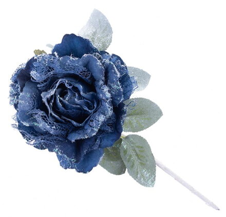 Umelý kvet pivónia s listom, modrá, stonka, bal. 6 ks