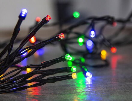 Vianočné osvetlenie reťaz Ceibo, 96 LED multicolor, 8 funkcií, časovač, 3xAA, exteriér, L-7 m