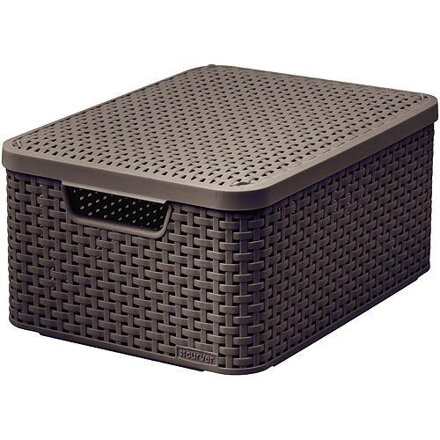 Košík Curver® STYLE M LID, Dark brown, 38x29x17 cm, s vekom