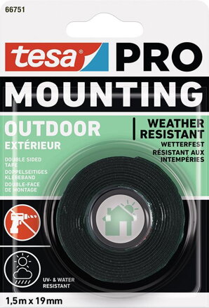 Obojstranná lepiaca páska tesa® Mounting PRO Outdoor, montážna, 19 mm, L-1,5 m