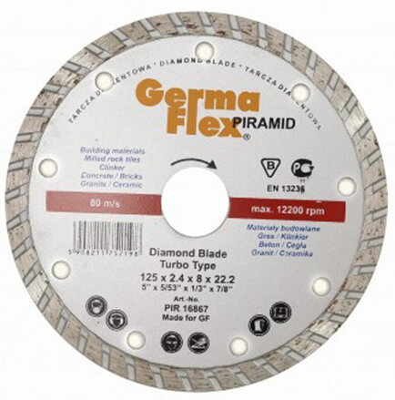 Kotuc GermaFlex Piramid Turbo 125x22,2 mm, diamantový