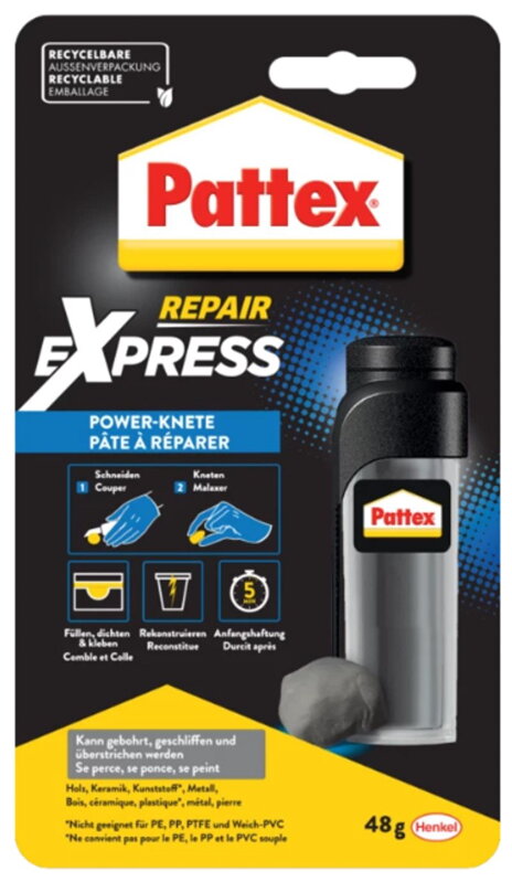 Lepidlo Pattex Repair Express Metal, Hmota na opravy, 48 g Lepidlo Pattex Repair Express Metal, Hmota na opravy, 48 g