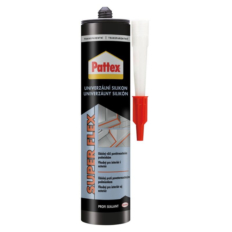 Silikón Pattex Super Flex, univerzálny, transparentný, 280 ml Silikón Pattex Super Flex, univerzálny, transparentný, 280 ml