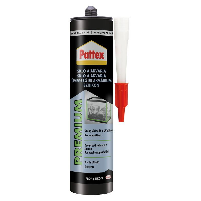 Silikón Pattex Premium Sklo a akváriá, transparentný, 280 ml Silikón Pattex Premium Sklo a akváriá, transparentný, 280 ml