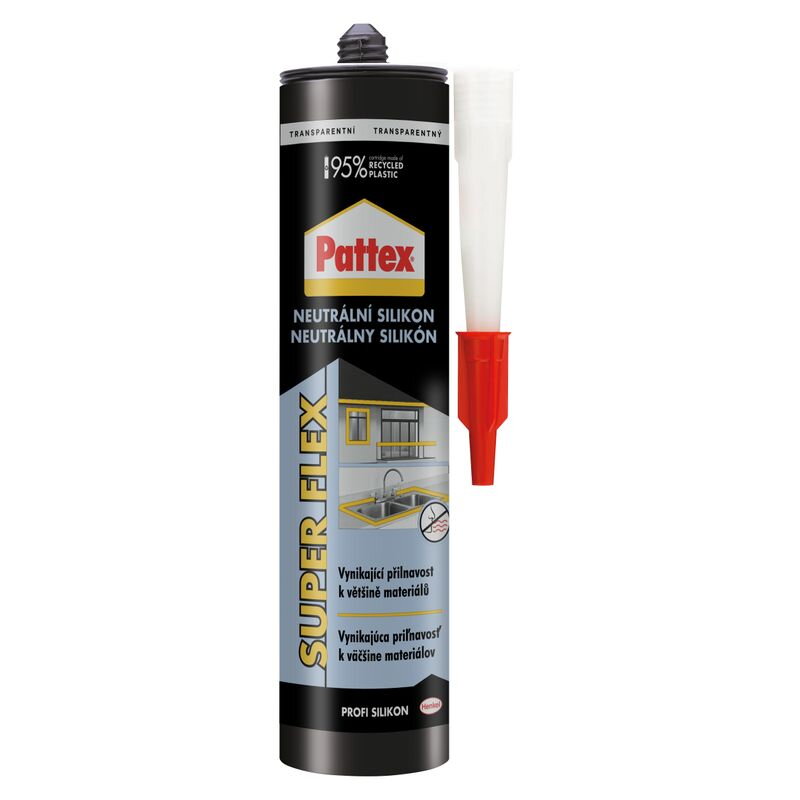 Silikón Pattex Super Flex Neutrálny, transparentný, 280 ml Silikón Pattex Super Flex Neutrálny, transparentný, 280 ml
