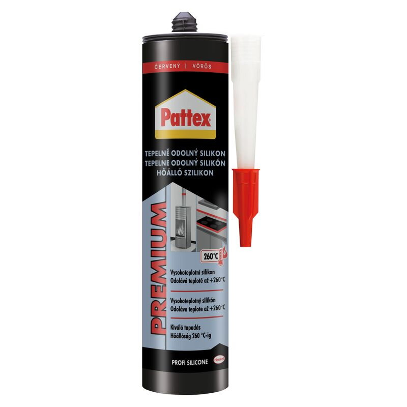 Silikón Pattex Premium Tepelne odolný, červený, 280 ml Silikón Pattex Premium Tepelne odolný, červený, 280 ml