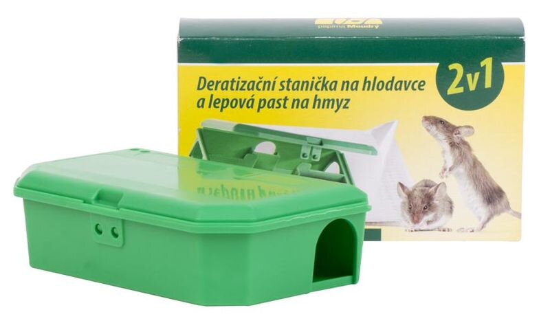 Deratizačná stanička 2v1, stanica pre otravu na hlodavce, lepová pasť na hmyz