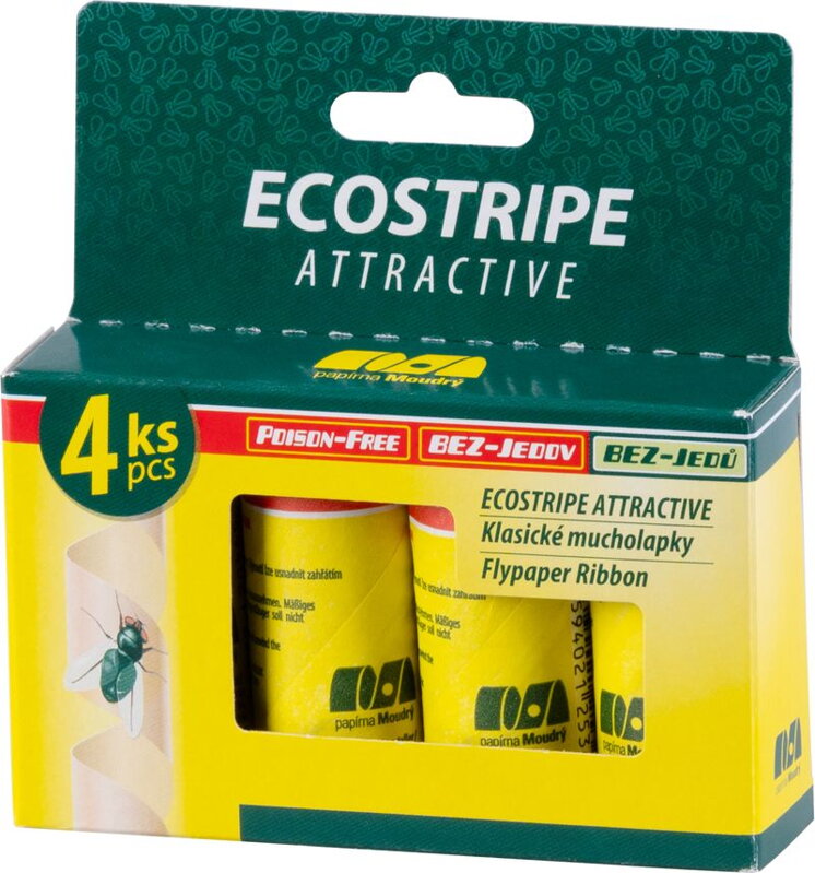 Mucholapka Ecostripe – obojstranná lepová pasca, 4 ks Mucholapka Ecostripe – obojstranná lepová pasca, 4 ks