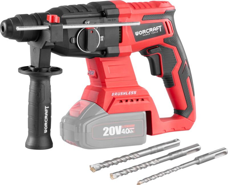 Kladivo Worcraft CRH-S20LiBA, 20V, Share SYS, SDS+, 3J, bezuhlíkové Kladivo Worcraft CRH-S20LiBA, 20V, Share SYS, SDS+, 3J, bezuhlíkové