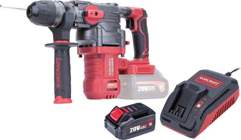 Kladivo Worcraft CRH-S20LiBDM, 20V Li-ion, ShareSYS, SDS+ 4,5J, bezuhlíkové, SET 1x akumulátor 4.0Ah, 1x rýchlonabíjačka