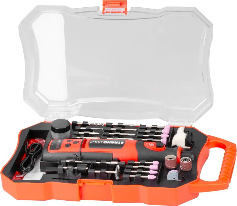 Brúska Strend Pro, mini, priama, vŕtanie a brúsenie, 8 V, 1500 mAh, s príslušenstvom Brúska Strend Pro, mini, priama, vŕtanie a brúsenie, 8 V, 1500 mAh, s príslušenstvom