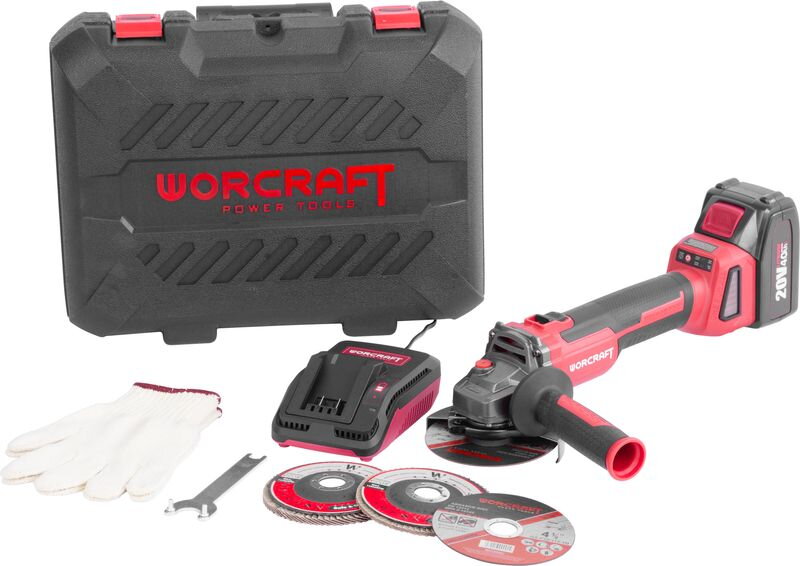Brúska Worcraft CAG-S20LiBH ShareSYS, 115 mm, uhlová, SET v kufri, s batériou a nabíjačkou, 20V, 1x Li-ion, bezuhlíková Brúska Worcraft CAG-S20LiBH ShareSYS, 115 mm, uhlová, SET v kufri, s batériou a nabíjačkou, 20V, 1x Li-ion, bezuhlíková