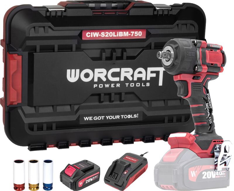 Uťahovák Worcraft CIW-S20LiBM-750 ShareSYS, 20V Li-Ion, rázový, 800 Nm, 1/2" square, SET v kufríku