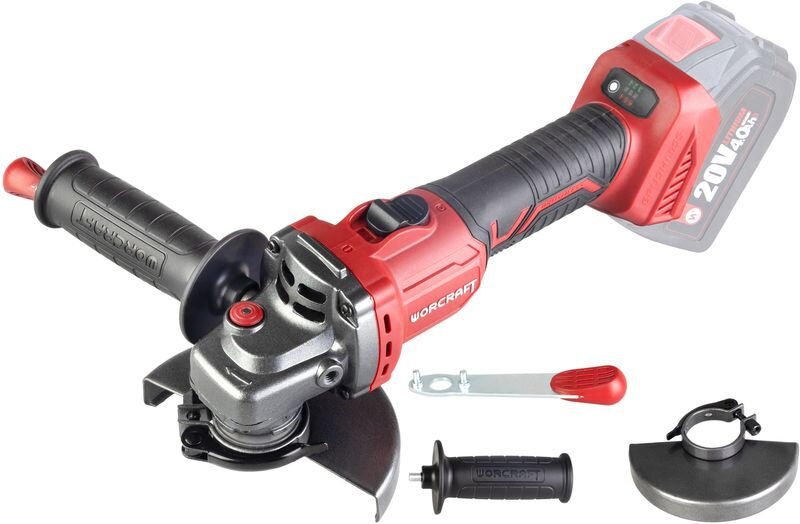 Brúska Worcraft CAG-S20LiBS ShareSYS, 125 mm, uhlová, s reguláciou otáčok, 20V Li-ion, bezuhlíková