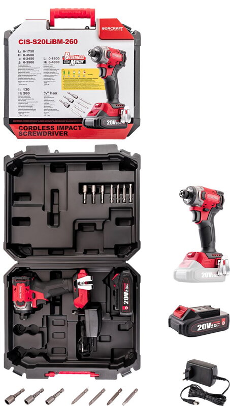 Rázový uťahovák Worcraft CIS-S20LiBM-260 ShareSYS, 20V Li-Ion, bezuhlíkový, SET Rázový uťahovák Worcraft CIS-S20LiBM-260 ShareSYS, 20V Li-Ion, bezuhlíkový, SET