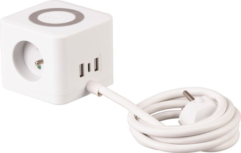 Predlžovací kábel Strend Pro, kocka, USB-C + A, bezdrôtové nabíjanie, 1,4 m Predlžovací kábel Strend Pro, kocka, USB-C + A, bezdrôtové nabíjanie, 1,4 m