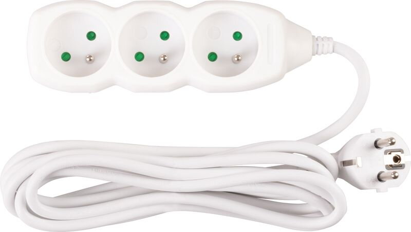Predlžovací kábel DG-F803B 3 m, biely, 3 zásuvky Predlžovací kábel DG-F803B 3 m, biely, 3 zásuvky