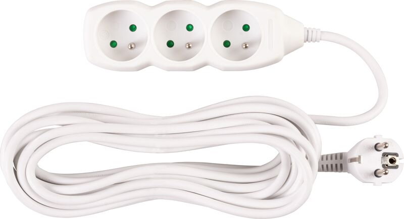 Predlžovací kábel DG-F803B 5 m, biely, 3 zásuvky Predlžovací kábel DG-F803B 5 m, biely, 3 zásuvky