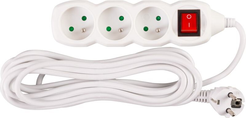Predlžovací kábel DG-F803BK 5 m, biely, 3 zásuvky + vypínač Predlžovací kábel DG-F803BK 5 m, biely, 3 zásuvky + vypínač