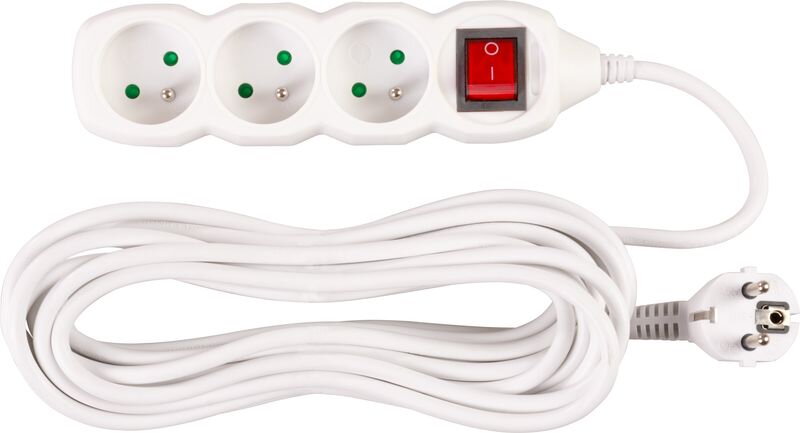 Predlžovací kábel DG-F803BK 7 m, biely, 3 zásuvky + vypínač Predlžovací kábel DG-F803BK 7 m, biely, 3 zásuvky + vypínač